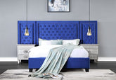 Damazy Blue Velvet Eastern King Bed Model BD00972EK By ACME Furniture